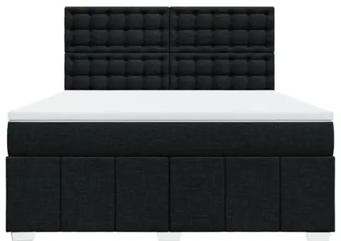 Pat box spring cu saltea, negru, 180x200 cm, catifea - 4/5