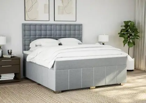 Pat continental, gri deschis, 180x200 cm, material textil - 3/5