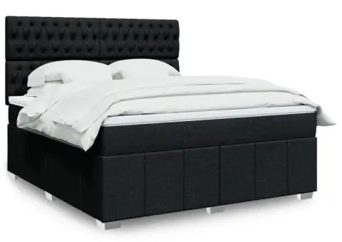 Pat box spring cu saltea, negru, 180x200 cm, catifea - 1/5