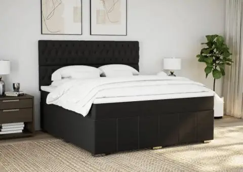 Pat box spring cu saltea, negru, 180x200 cm, catifea - 3/5