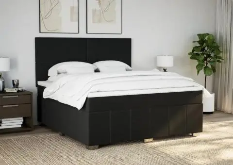 Pat box spring cu saltea, negru, 180x200 cm, catifea - 3/5