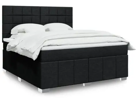 Pat box spring cu saltea, negru, 180x200 cm, catifea - 1/5