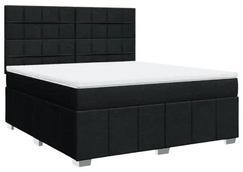 Pat box spring cu saltea, negru, 180x200 cm, catifea - 2/5