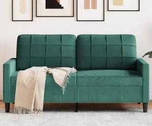 vidaXL Canapea cu 2 locuri, verde închis, 140 cm, catifea