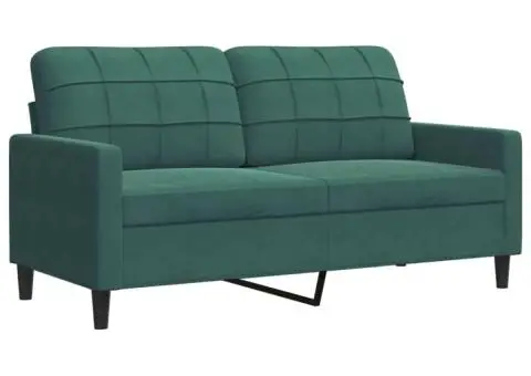 Canapea cu 2 locuri, verde închis, 140 cm, catifea - 2/5