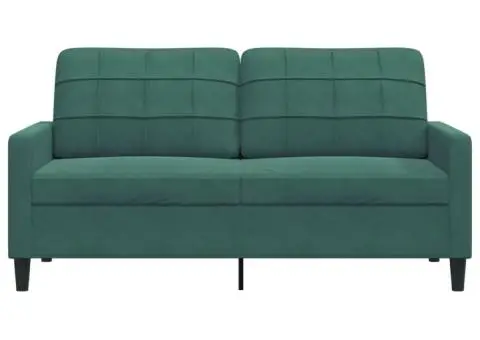 Canapea cu 2 locuri, verde închis, 140 cm, catifea - 4/5
