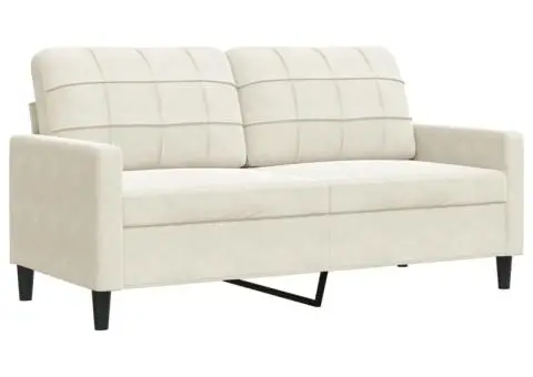Canapea cu 2 locuri, crem, 140 cm, catifea - 2/5
