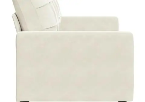 Canapea cu 2 locuri, crem, 140 cm, catifea - 5/5