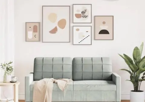 Canapea cu 2 locuri, gri deschis, 140 cm, catifea - 3/5