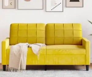 vidaXL Canapea cu 2 locuri, galben, 140 cm, catifea