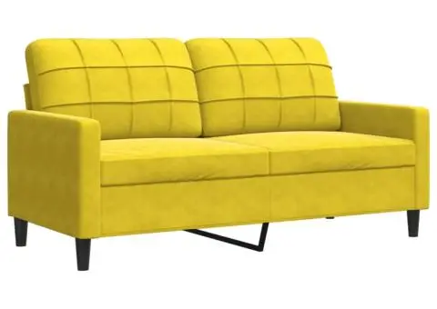 Canapea cu 2 locuri, galben, 140 cm, catifea - 2/5