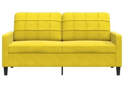 Canapea cu 2 locuri, galben, 140 cm, catifea - 4/5
