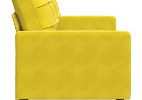 Canapea cu 2 locuri, galben, 140 cm, catifea - 5/5