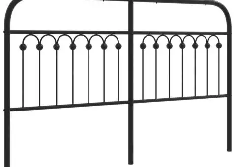 Tăblie de pat metalică, negru, 160 cm - 2/5