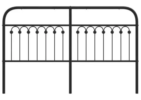 Tăblie de pat metalică, negru, 160 cm - 4/5