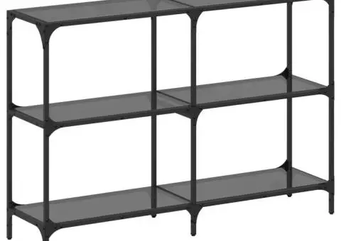 Măsuță de cafea, blat din sticlă negră, 118,5x30x81 cm, oțel - 2/5