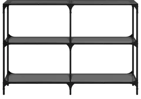 Măsuță de cafea, blat din sticlă negră, 118,5x30x81 cm, oțel - 4/5