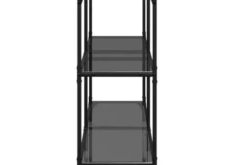 Măsuță de cafea, blat din sticlă negră, 118,5x30x81 cm, oțel - 5/5