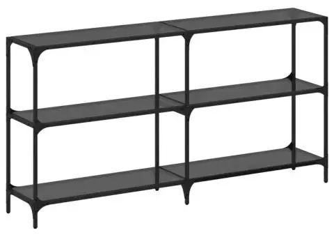 Măsuță de cafea, blat din sticlă negră, 158,5x30x81 cm, oțel - 2/5