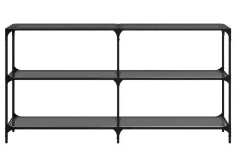 Măsuță de cafea, blat din sticlă negră, 158,5x30x81 cm, oțel - 4/5