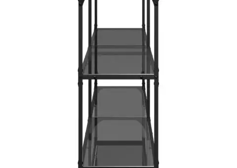 Măsuță de cafea, blat din sticlă negră, 158,5x30x81 cm, oțel - 5/5