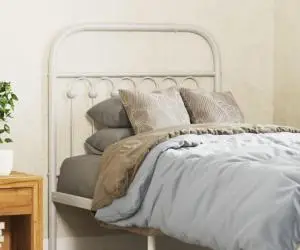 vidaXL Tăblie de pat metalică, alb, 75 cm