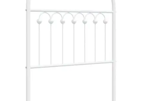 Tăblie de pat metalică, alb, 75 cm - 2/5