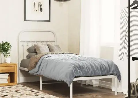 Tăblie de pat metalică, alb, 75 cm - 3/5