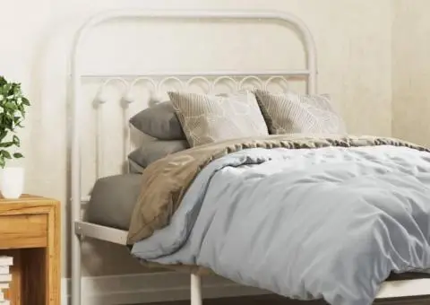 Tăblie de pat metalică, alb, 90 cm - 1/5