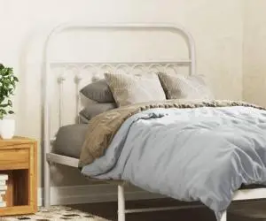 vidaXL Tăblie de pat metalică, alb, 90 cm
