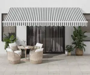 vidaXL Copertină retractabilă manual cu LED, antracit/alb, 450x350 cm