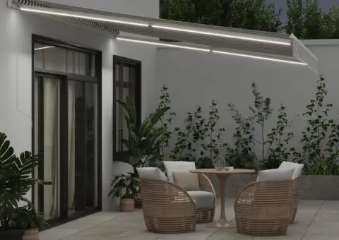 Copertină retractabilă manual cu LED, antracit/alb, 450x350 cm - 3/5