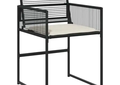 Set mobilier de grădină cu perne, 13 piese, negru, poliratan - 4/5