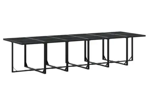 Set mobilier de grădină cu perne, 13 piese, negru, poliratan - 3/5