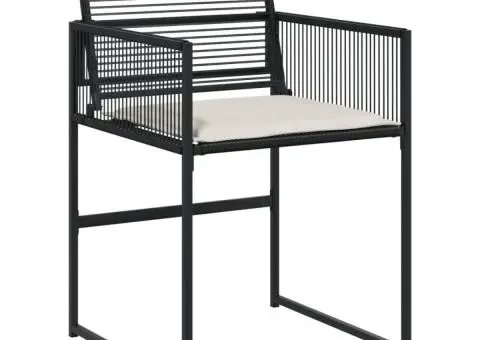 Set mobilier de grădină cu perne, 17 piese, negru, poliratan - 4/5