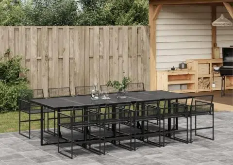 Set mobilier de grădină, 11 piese, negru, poliratan - 1/5