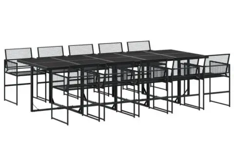 Set mobilier de grădină, 11 piese, negru, poliratan - 2/5