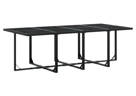 Set mobilier de grădină cu perne, 9 piese, negru, poliratan - 3/5