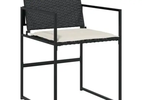 Set mobilier de grădină cu perne, 9 piese, negru, poliratan - 4/5