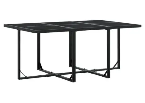 Set mobilier de exterior cu perne, 11 piese, negru, poliratan - 3/5