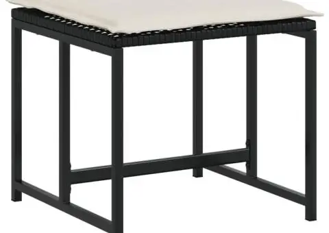 Set mobilier de exterior cu perne, 11 piese, negru, poliratan - 5/5