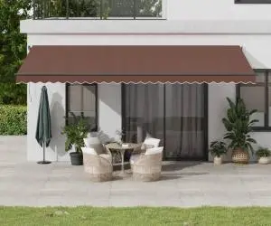vidaXL Copertina retractabilă automat cu LED-uri, maro, 600x350 cm