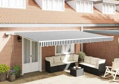 Copertină retractabilă manual cu LED, antracit/alb, 500x300 cm - 1/5