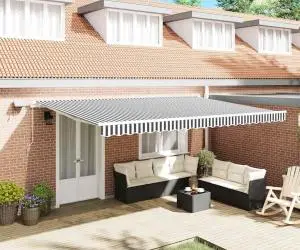 vidaXL Copertină retractabilă manual cu LED, antracit/alb, 500x300 cm