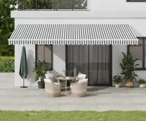 vidaXL Copertină retractabilă automat cu LED, antracit/alb, 600x350 cm