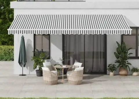 Copertină retractabilă manual cu LED, antracit/alb, 600x350 cm - 1/5