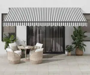 vidaXL Copertină retractabilă manual cu LED-uri antracit/alb 450x350cm