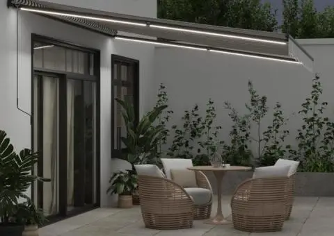 Copertină retractabilă manual cu LED-uri antracit/alb 450x350cm - 3/5