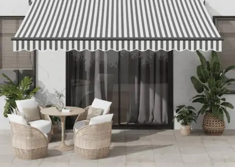 Copertină retractabilă automat LED-uri antracit/alb 400x350 cm - 1/5