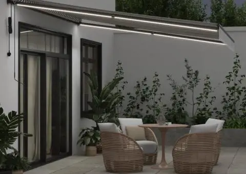 Copertină retractabilă automat LED-uri antracit/alb 400x350 cm - 3/5